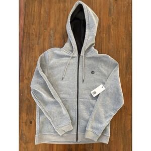 Element Zip Up Hoodie Mens Medium Grey Heather Black Full Zip Logo NWT